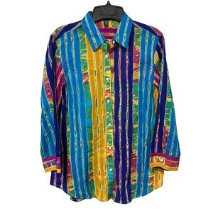 Lauren Ralph Lauren Lightweight Multi Color Stripe Button Down Shirt